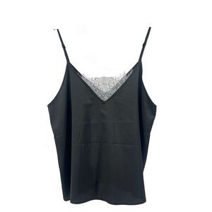 Forever 21 Black Satin Lace Insert Cami – Size Large NWT Modest Coverage